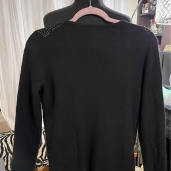 Cashmere Black Sweater with Embellishment size Medium - Picture 4 of 5